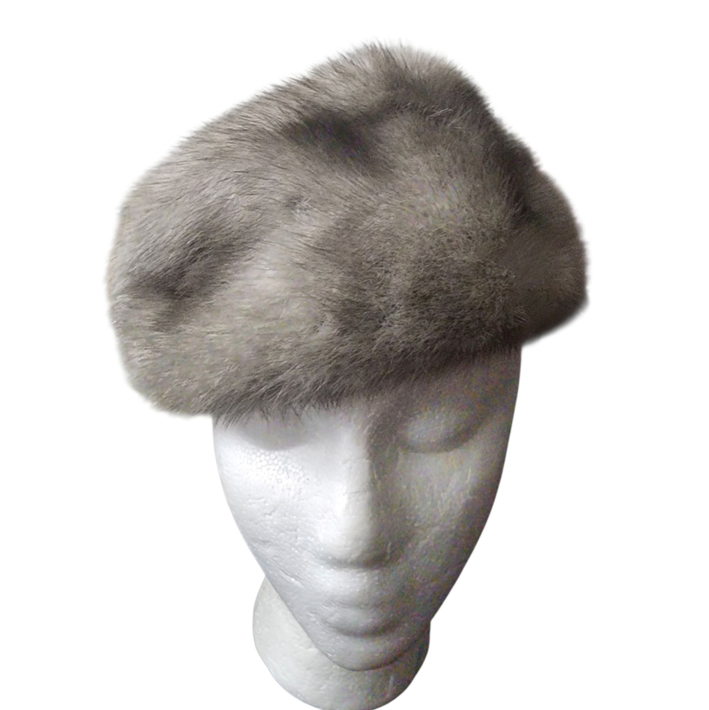 VINTAGE GENUINE MINK HAT 1970s 80s ADOLFO II GENUINE MINK FUR HAT SIZE 6 7/8